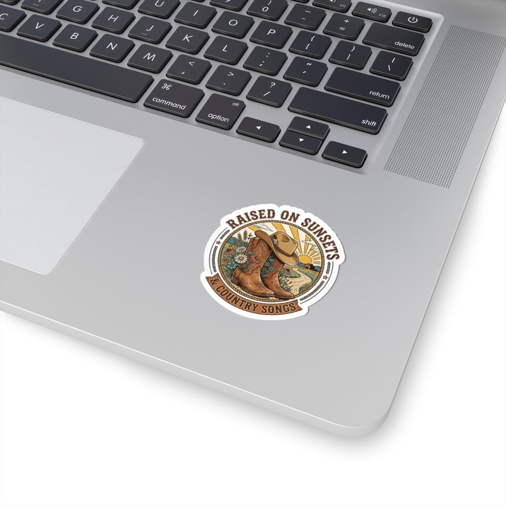 Raised on Sunsets Cowgirl Boots Sticker | Western, Rustic Prairie Vintage