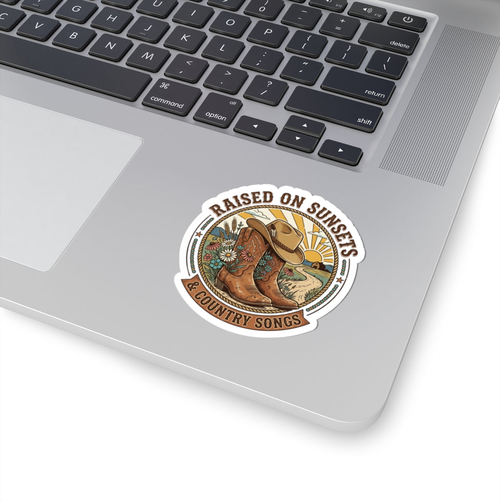 Raised on Sunsets Cowgirl Boots Sticker | Western, Rustic Prairie Vintage