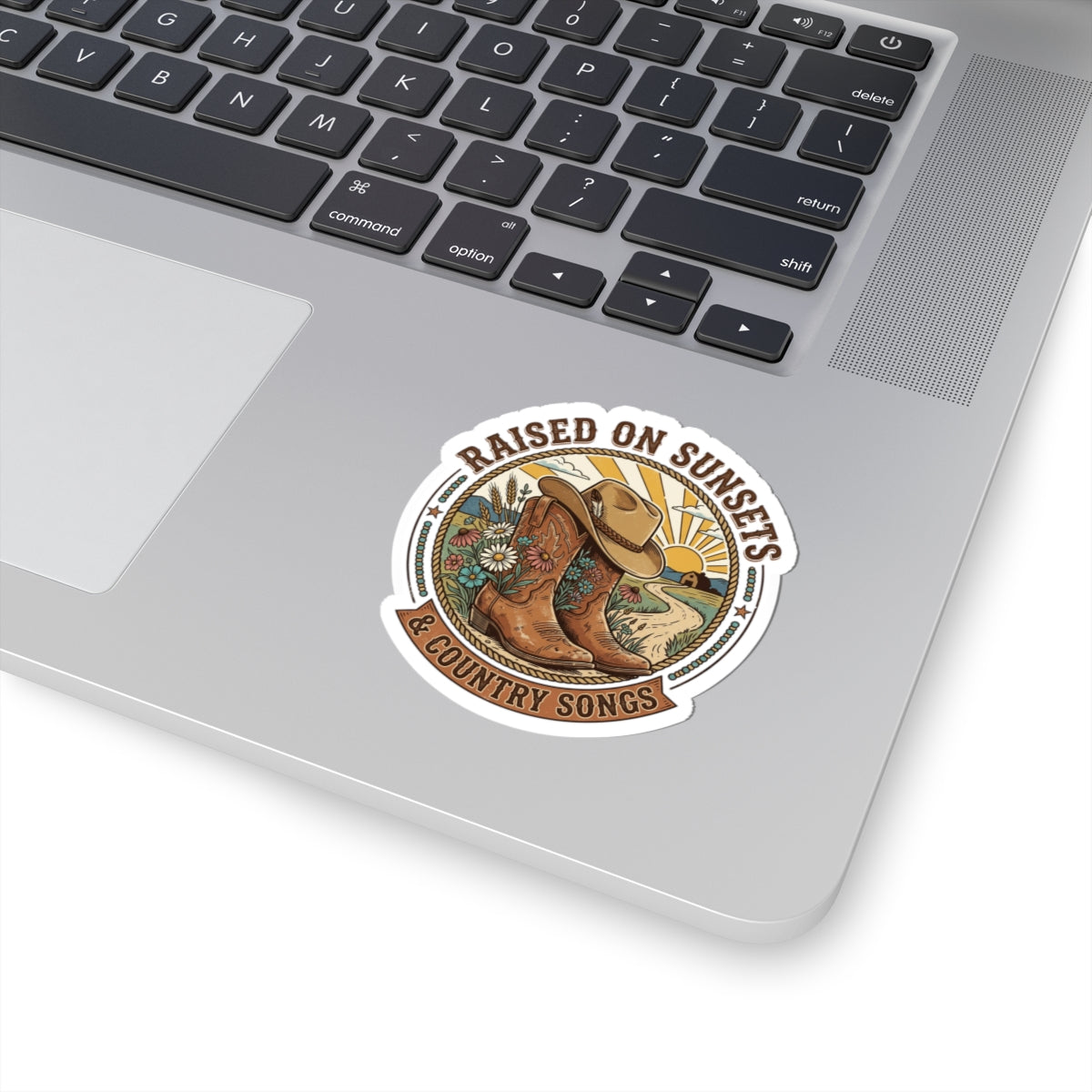 Raised on Sunsets Cowgirl Boots Sticker | Western, Rustic Prairie Vintage