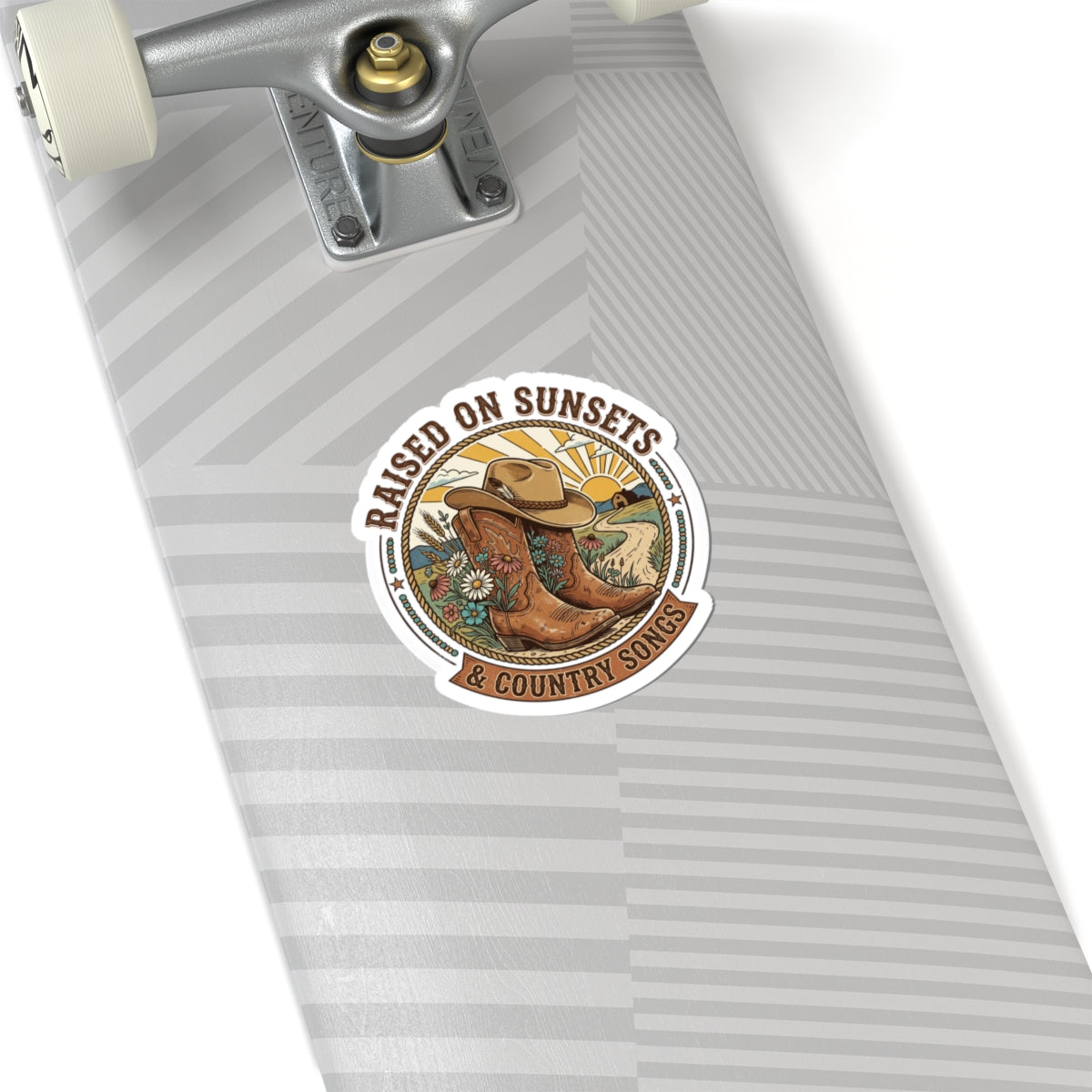 Raised on Sunsets Cowgirl Boots Sticker | Western, Rustic Prairie Vintage