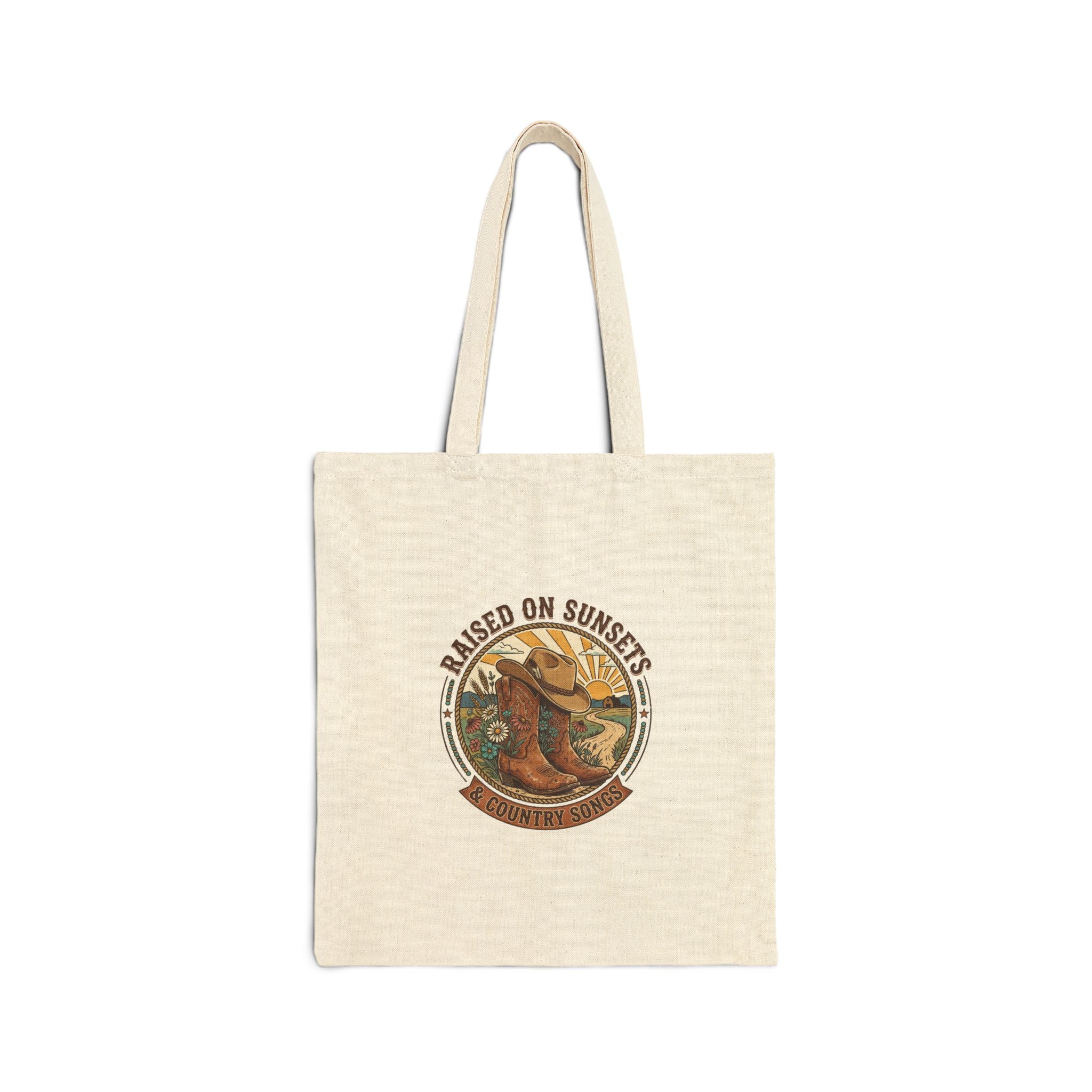 Raised on Sunsets Tote | Western cowgirl ranch rustic prairie vintage