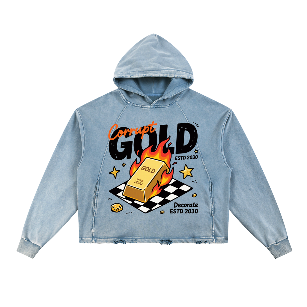 Vintage Washed Frayed-Hem Hoodie