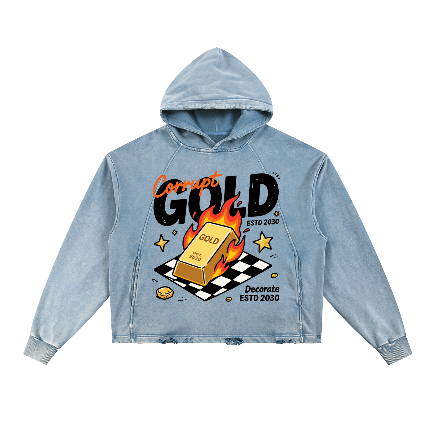 Vintage Washed Frayed-Hem Hoodie
